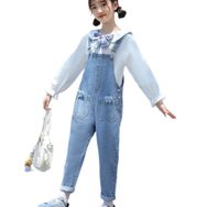 IFIKK BDK1066HS Stil 2 Little Big Kid Önlüklü Mavi Renk Kız Çocuk Tulum