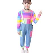 IFIKK BDK1066HS Stil 4 Little Big Kid Önlüklü Mavi Renk Kız Çocuk Tulum
