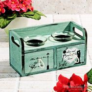 İhouse Dekoratif Ahşap 2 li 19x10x9 cm Mumluk