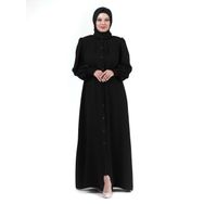 İhvanonline 24353 Siyah Hakim Yaka Pileli Ribana Kol Tesettür Ferace