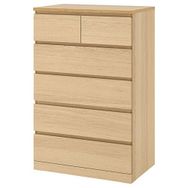 IKEA Malm Ağartılmış Meşe Kaplama 80x123 cm 6 Çekmeceli Şifonyer