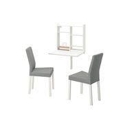 IKEA Norberg Kattıl Beyaz Knisa Açık Gri 2 Sandalyeli Mutfak Masası