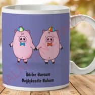 İkizler Burcu Baskılı Seramik Kupa Bardak