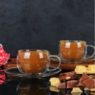 Ily Çift Cidarlı 2'li 4 Parça Kahve ve Çay Fincanı