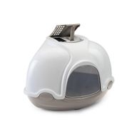 Imac Ginger Filtreli Köşeli Gri / Beyaz Kedi Tuvalet Kabı