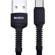 Imeng iPhone 15 Plus ile Uyumlu 3A USB A To Type C Pro Braided Örgülü Siyah Data ve Hızlı Şarj Kablosu
