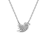 İn Dubai Silver DBSK2344 Swarovski Taşlı Pırlanta Modeli Kuş Gümüş Kolye