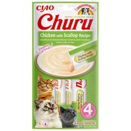 Inaba Ciao Churu Cream Tavuklu ve Deniz Taraklı 4x14 gr Krema Kedi Ödülü