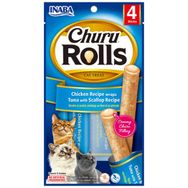 Inaba Ciao Churu Rolls Tavuk Sargılı Ton Balıklı ve Deniz Taraklı 4x10 gr Kedi Ödülü