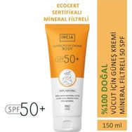 Incia Mineral Filtreli Yüksek Koruma SPF50 %100 Doğal Leke Karşıtı UVA UVB 150 ml Vücut Güneş Kremi