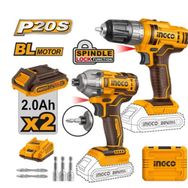 İngco Li-ion Akülü 20V 2.0Ah 2'li Kombo Set Matkap ve Vidalama Makinesi