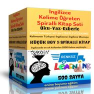 İngilizce Kelime Öğreten Kitap Seti Küçük Boy 5 Spiralli Kitap Enine Boyuna Eğitim - Renksiz