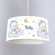 İnstababyrooms Beyaz Bebek Ayı Desenli Çocuk Odası Dijital Baskılı Sarkıt Avize