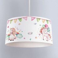 İnstababyrooms Beyaz Doğum Günü Unicorn Desenli Çocuk Odası Dijital Baskılı Sarkıt Avize