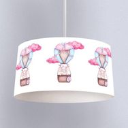 İnstababyrooms Beyaz Fil Pembe Balon Desenli Çocuk Odası Dijital Baskılı Sarkıt Avize