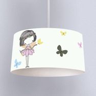 İnstababyrooms Beyaz Peri Kız ve Kelebek Desenli Çocuk Odası Dijital Baskılı Sarkıt Avize