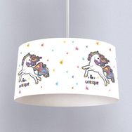 İnstababyrooms Beyaz Renkli Unicorn Desenli Çocuk Odası Dijital Baskılı Sarkıt Avize