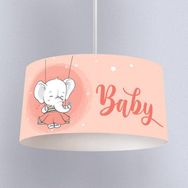 İnstababyrooms Beyaz Turuncu Bebek Fil Desenli Çocuk Odası Dijital Baskılı Sarkıt Avize
