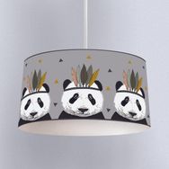 İnstababyrooms Beyaz Vahşi Batı Panda Desenli Çocuk Odası Dijital Baskılı Sarkıt Avize