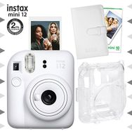 Instax Mini 12 Beyaz Fotoğraf Makinesi 10'lu Film Laporta Albüm ve Şeffaf Kılıf Seti