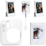 Instax Mini 12 Beyaz Slikon Kılıf Mini 28'li Albüm ve Fotoğraf Çerçeveleri Aksesuar Seti