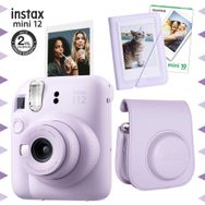 Instax Mini 12 Lila Fotoğraf Makinesi 10'lu Film Mini Albüm ve Deri Kılıf Seti