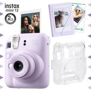 Instax Mini 12 Lila Fotoğraf Makinesi 10'lu Film Mini Albüm ve Şeffaf Kılıf Seti
