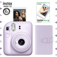 Instax Mini 12 Lila Fotoğraf Makinesi 10'lu Film ve Laporta Albüm Seti