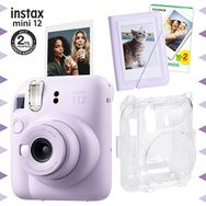 Instax Mini 12 Lila Fotoğraf Makinesi 20'li Film Mini Albüm ve Şeffaf Kılıf Seti