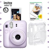 Instax Mini 12 Lila Fotoğraf Makinesi 20'li Film ve Şeffaf Kılıf Seti