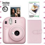 Instax Mini 12 Pembe Fotoğraf Makinesi 10'lu Film ve Laporta Albüm Seti