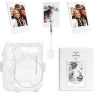 Instax Mini 12 Simli Şeffaf Beyaz Kılıf PVC 64'lü Albüm ve Fotoğraf Çerçeveleri Aksesuar Seti