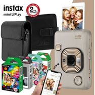Instax mini LiPlay Hybrid Beige Gold Fotoğraf Makinesi Mega Hediye Seti