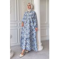 InStyle Nergis Çiçeği Mavi Mango Elbise