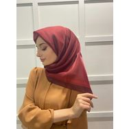 İpekyolu 00618 Bordo Piramit Kehribar Simli Şeritli Tek Renk Eşarp