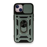 iPhone 13 Pars Lens Yüzüklü Silikon - Yeşil Cep Telefonu Kılıfı