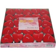 İrhanlar 50 Adet Tea Light Kalpli Kırmızı Mum