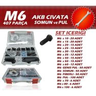 İzeltaş 407 Parça M6 Akb Civata Somun ve Pul Seti Anahtar