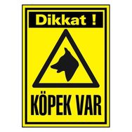 İzmir Serigrafi Dikkat Köpek Var Uyarı Levhası A4 Pvc Folyo Sticker 21x30 cm Köpek Uyarı Levhası
