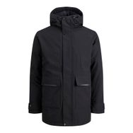 Jack & Jones 12211896 Kapüşonlu Siyah Erkek Kaban