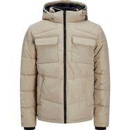 Jack & Jones 12212233 Bej Jjbrady Regular Fit Yalıtımlı Kapüşonlu Şişme Erkek Mont