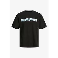 Jack & Jones 12235260-Black Jorwave3d Tee Ss Crew Neck Erkek Siyah T-shirt