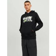Jack & Jones 12240214-Black Jcodust Sweat Hood Sn Erkek Siyah Sweatshirt