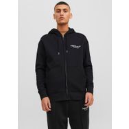 Jack & Jones 12241691_JORVESTERBRO SWEAT ZIP HOO Kapüşon Yaka Siyah Erkek Sweatshirt
