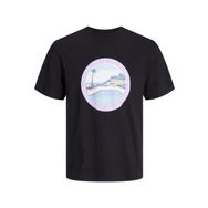 Jack & Jones 12253679 O Yaka Baskılı Kısa Kollu Siyah Erkek T-shirt