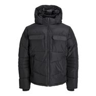Jack & Jones 12256858 Jjbuıld Puffer Kapüşonlu Siyah Erkek Mont