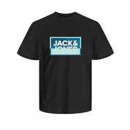 Jack & Jones Jcologan Summer Print Siyah Tee Crew Neck FST Erkek T-shirt