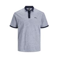 Jack & Jones Jcomelange Jersey SS Lacivert Blazer Detay Beyaz Melanj Polo Erkek T-shirt