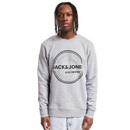 Jack & Jones Jcopilou Sweat Crew Neck Açık Gri Melanj Detaylar Yeni Hafif Erkek Sweatshirt