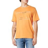Jack & Jones Jcoriot Tee Ss Crew Neck FST Tangerine Erkek T-shirt